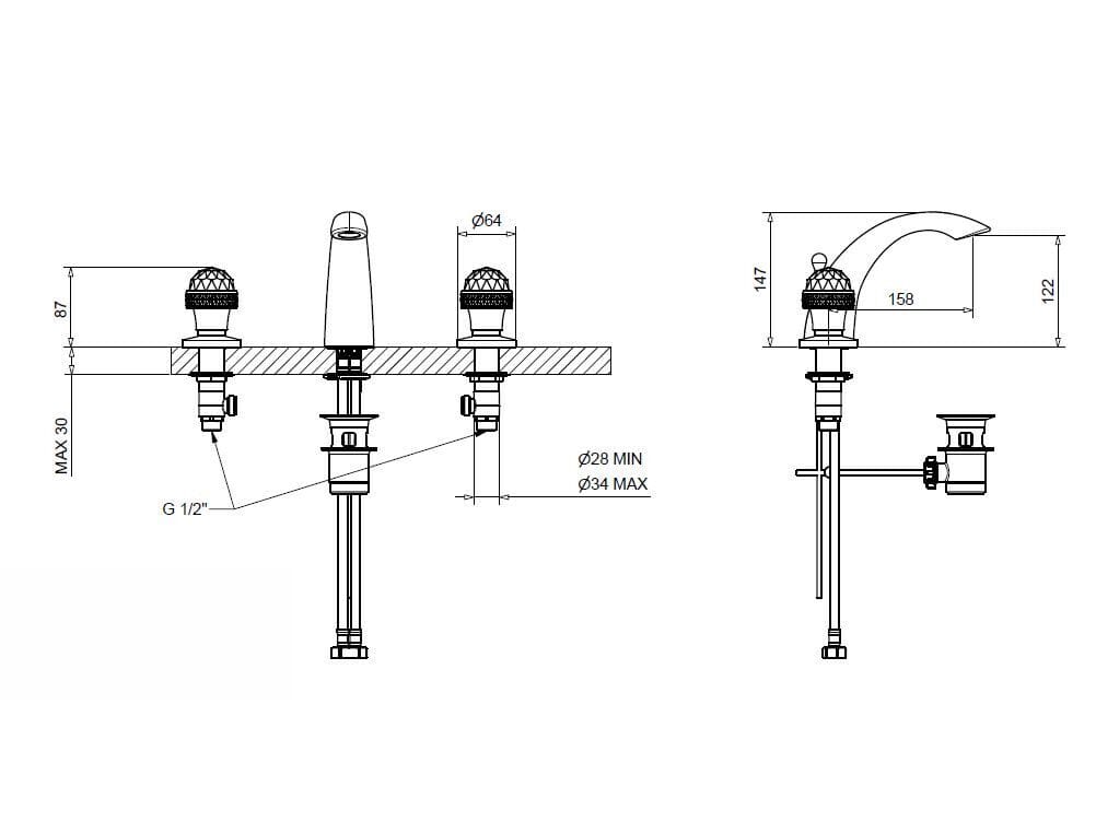 Смеситель для раковины из хромированной латуни Bugnatese Axo ARCH-00052660 - Вид №2