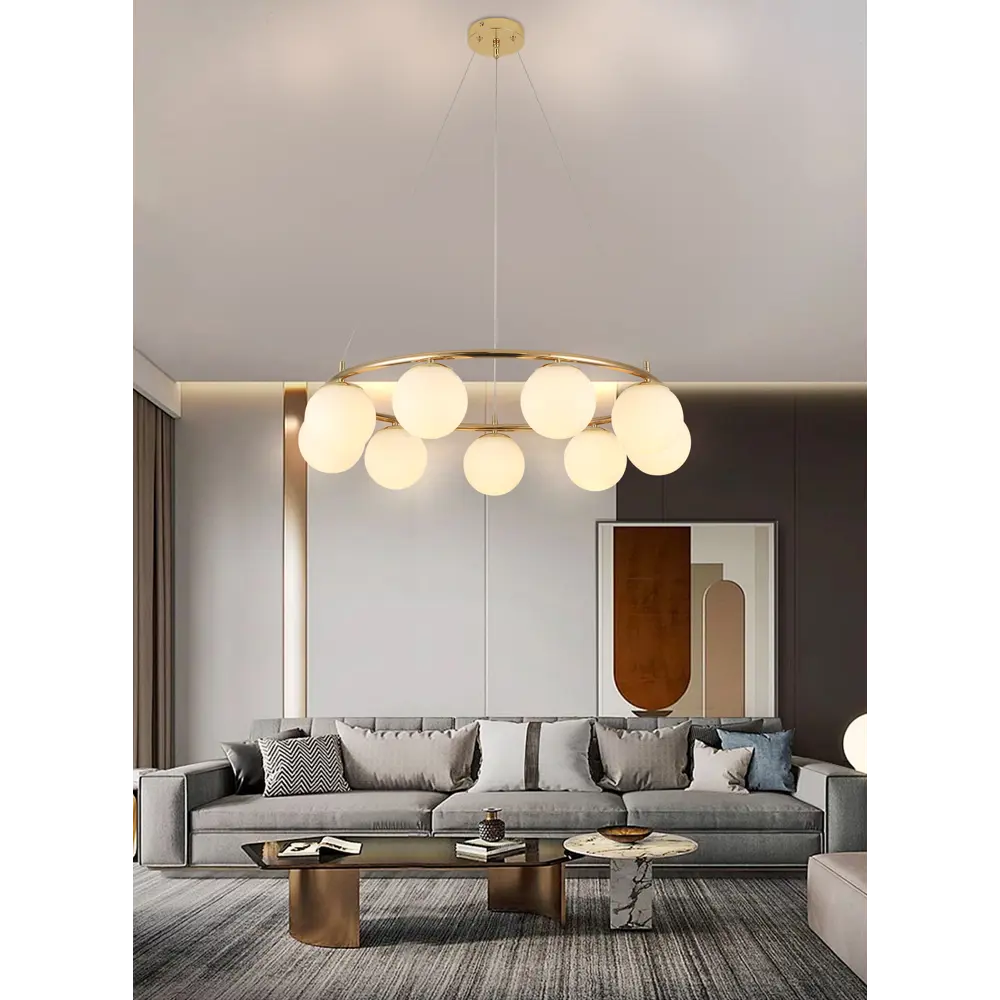 Люстра подвесная Circo 3610-9 9 ламп 27 м² цвет золотой SCHAFFNER STLM-2009590 - Вид №9
