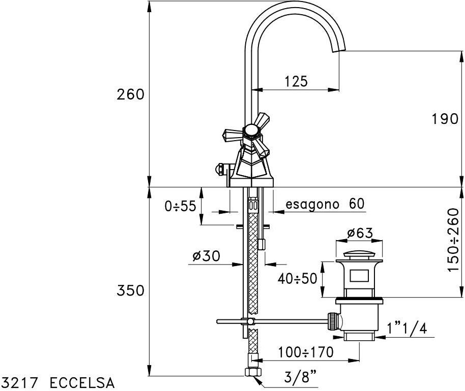 RUBINETTERIE STELLA Кран для раковины Eccelsa 3217 - Вид №1