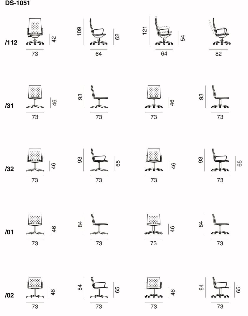 4-спицевое кожаное вращающееся офисное кресло с подлокотниками de Sede DS-1051 ARCH-00000276 - Вид №4