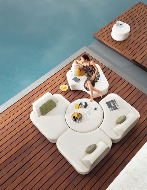 Стол для отдыха / подставка для ног 104 Nautic Textiles sand Manutti Moon Island MNST426 - Вид №2