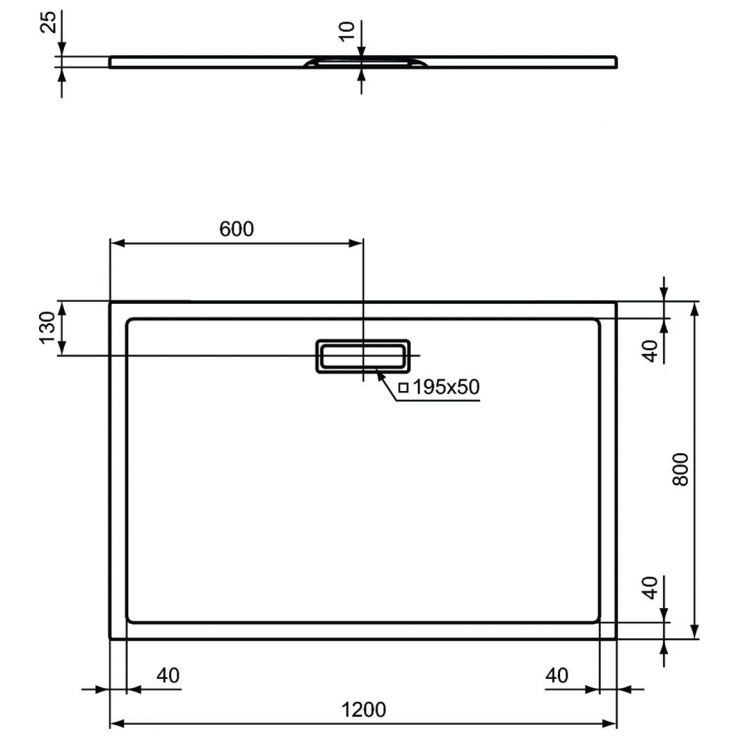 T446901 Душевой поддон 1200x800x25 мм Ideal Standard ULTRAFLAT NEW  - Вид №4