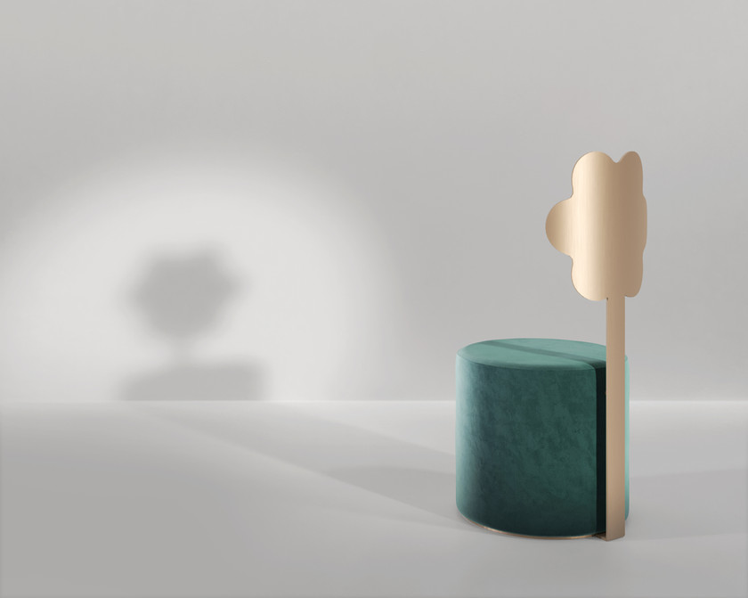 Secolo Daisy Мягкий пуф со спинкой Маргаритка из сатинированной стали  - Вид №2