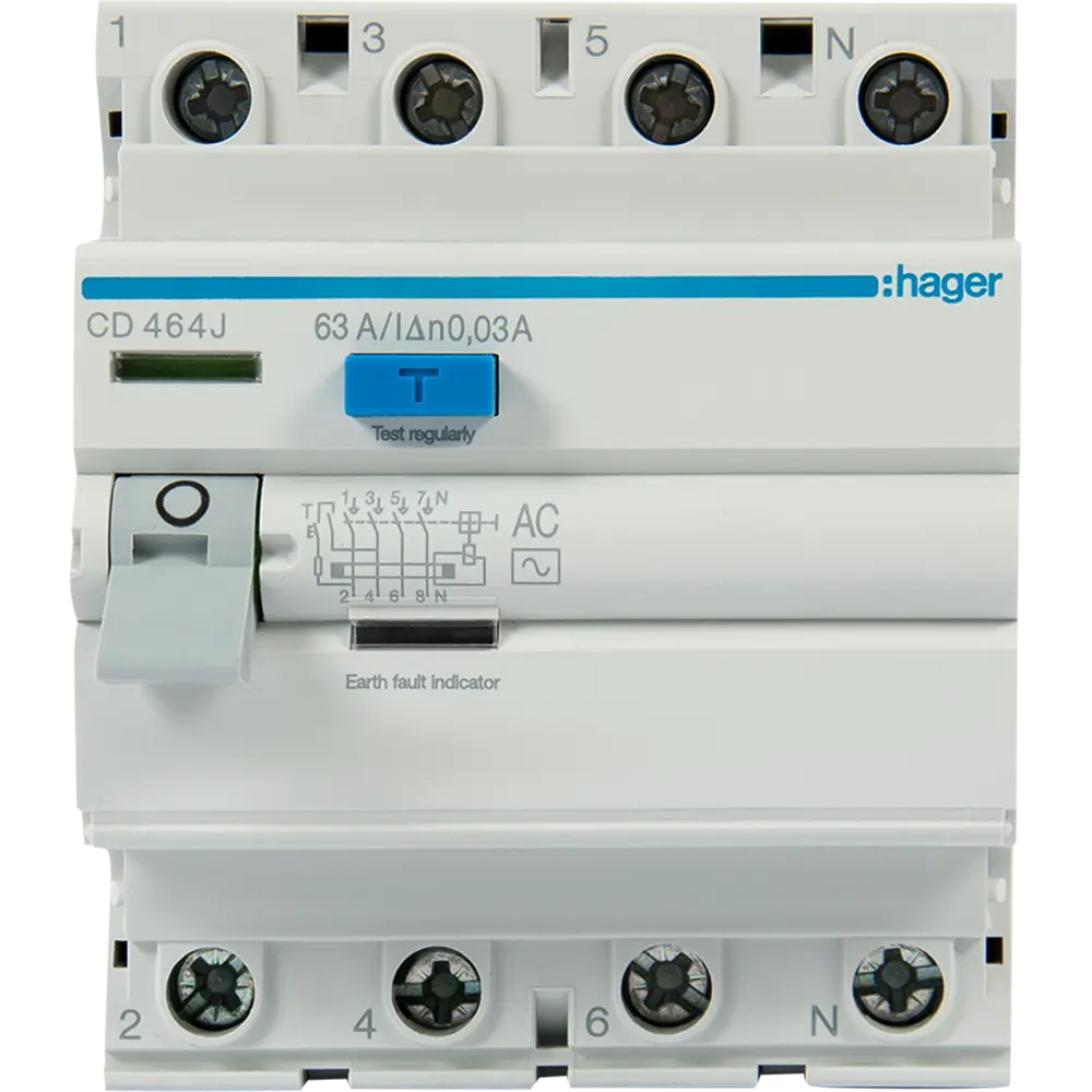 УЗО Hager CD464J 3P N 63 A 30 мА 6 кА AC STLM-2202369 - Вид №1