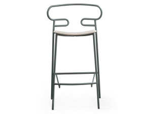 Табурет из металла и ясеня с подставкой для ног