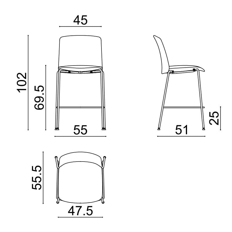Кожаный и тканевый табурет с металлическими ножками Arper Mixu 02 ARCH-00085370 - Вид №3