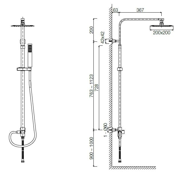 Латунная настенная душевая колонна TAMANACO PRETORIA ARCH-00022865 - Вид №3