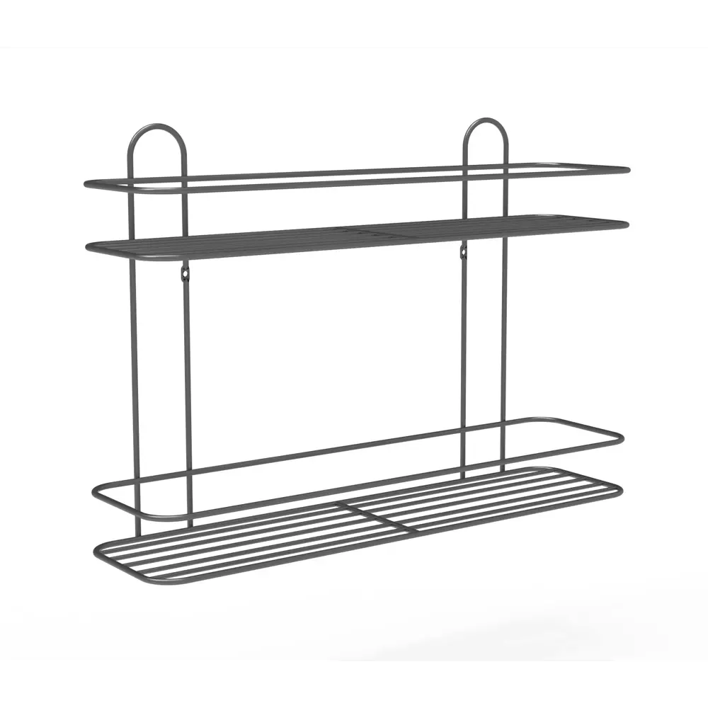 Полка для ванной Lemer Rhine двухъярусная 10x40 см металл цвет графит STLM-2043181 - Вид №1