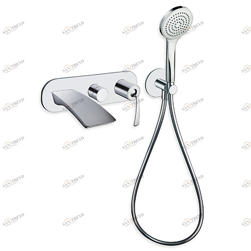 CRIBO102 Внешние части смесителя для ванны и душа для CRICS100 (правая сторона) - CRICS101 (левая сторона) с переключателем на 2 выпускных отверстия, гибким шлангом LONG LIFE, ручным душем против известкового налета и металлической пластиной - Свободный п CRISTINA Rubinetterie 