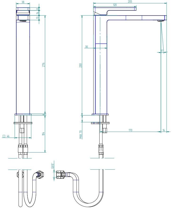 ZAZZERI Смеситель для раковины высокий Qquadro sun-id-1400653 - Вид №3