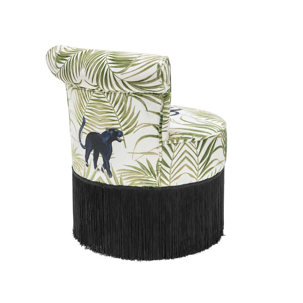 700464-17 ABHIKA СТУЛ DIDI МАЛЫЙ W / FRINGE WHITE/GREEN  - Вид №1