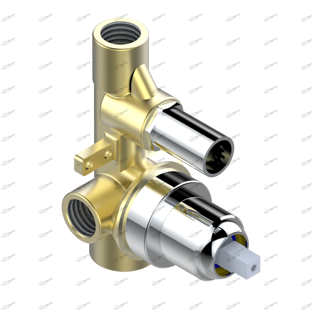 D4A-6551A Скрытая часть настенного смесителя для душа с дивертором (2 входа 1/2’’, 1 выход 3/4’’ и 1 выход 1/2’’) Thg-paris Harry Без отделки 