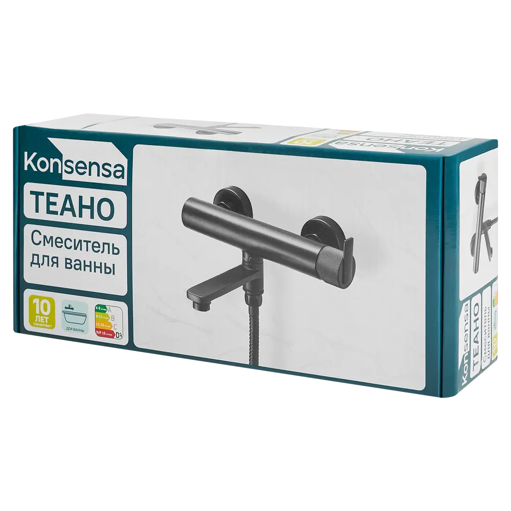 Смеситель для ванны KONSENSA Теано однорычажный цвет черный матовый STLM-2203947 - Вид №9