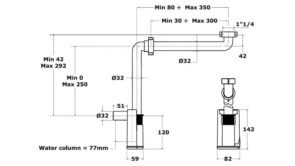 Полипропиленовый сифон для умывальника и биде Bonomini фрески ARCH-00153366 - Вид №6