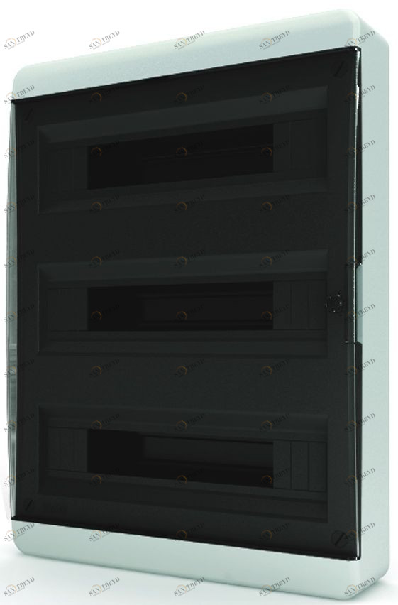 Бокс внешний на 54 модуля Tekfor (черная прозрачная дверь) 7310