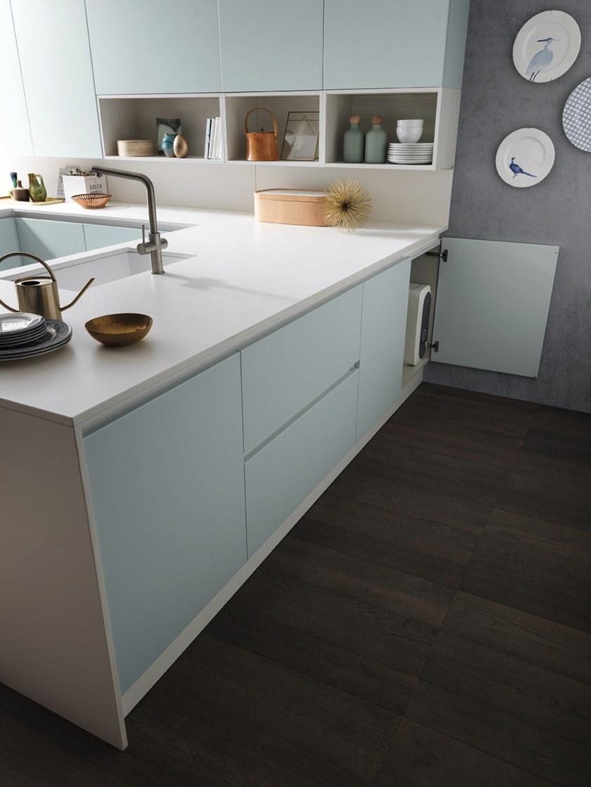 Febal Casa Лакированная встроенная кухня с полуостровом sun-id-1384949 - Вид №5