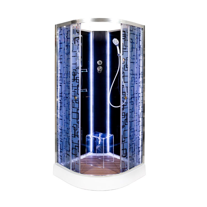 ЕМ1511 L N с гидромассажем (гм.) Душевая кабина DETO Серия EM BМ1510 N LED BLACK - Вид №2