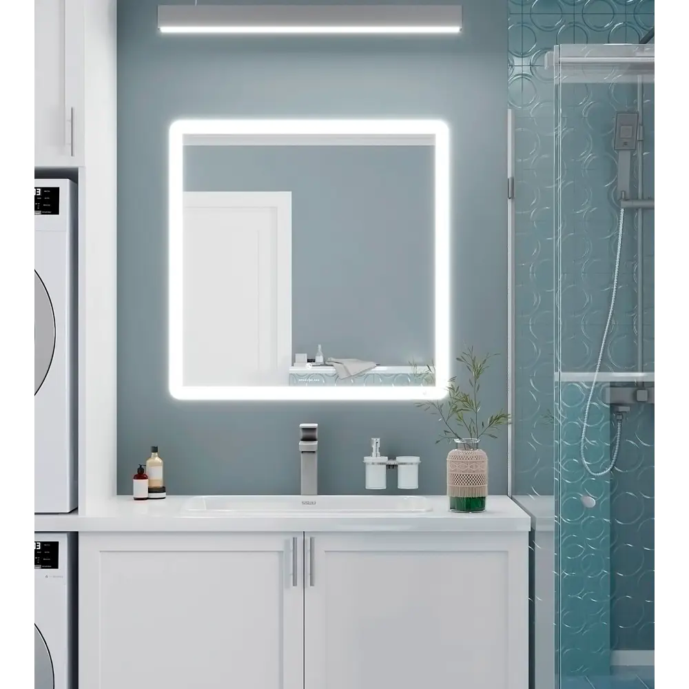 Зеркало для ванной Omega Glass Тип 2 SD302 с подсветкой 70x70 см квадратное STLM-2074652