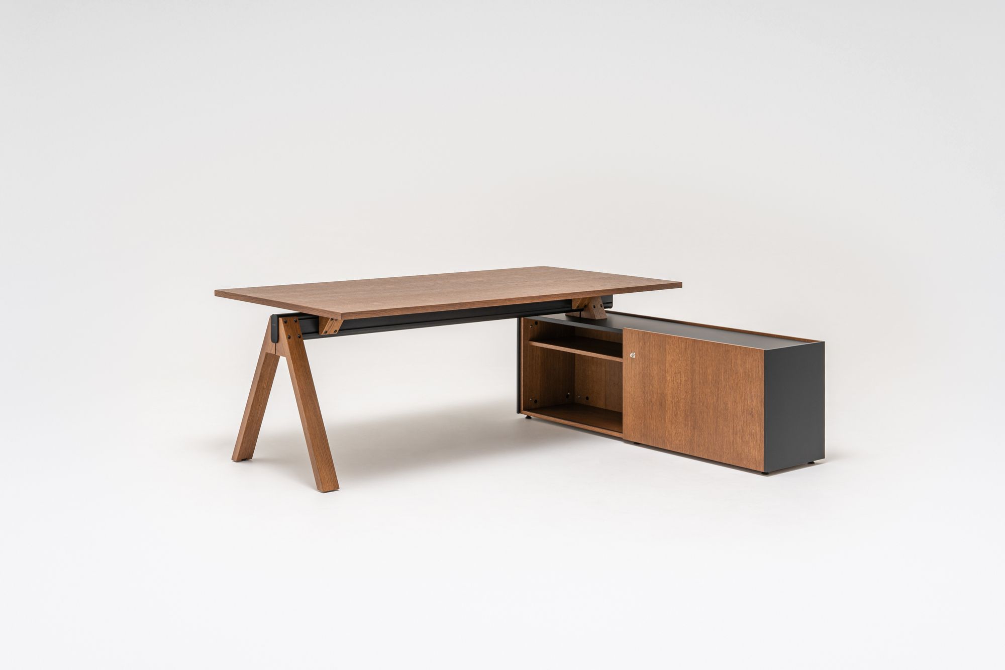 Деревянный угловой секционный стол со встроенной полкой MDD Viga ARCH-00080022 - Вид №14