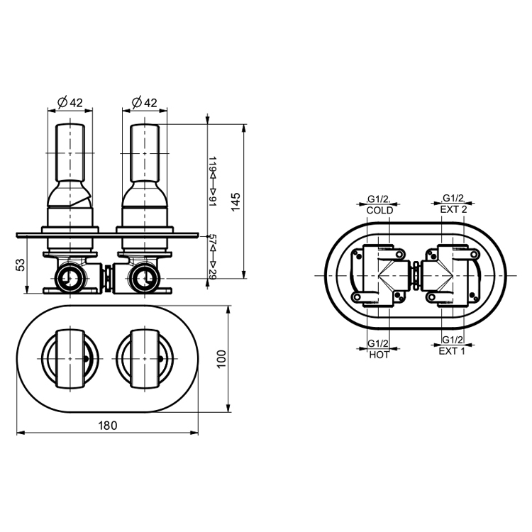 OA860101010 Смеситель для ванны с душем Webert Opera - Вид №1
