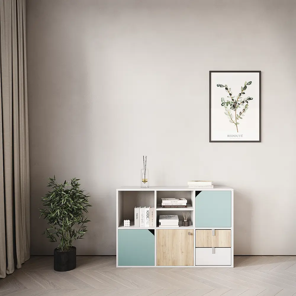 Стеллаж KONSENSA Руан 6 секций 70x104x31.7 см ЛДСП цвет белый STLM-2037237 - Вид №9