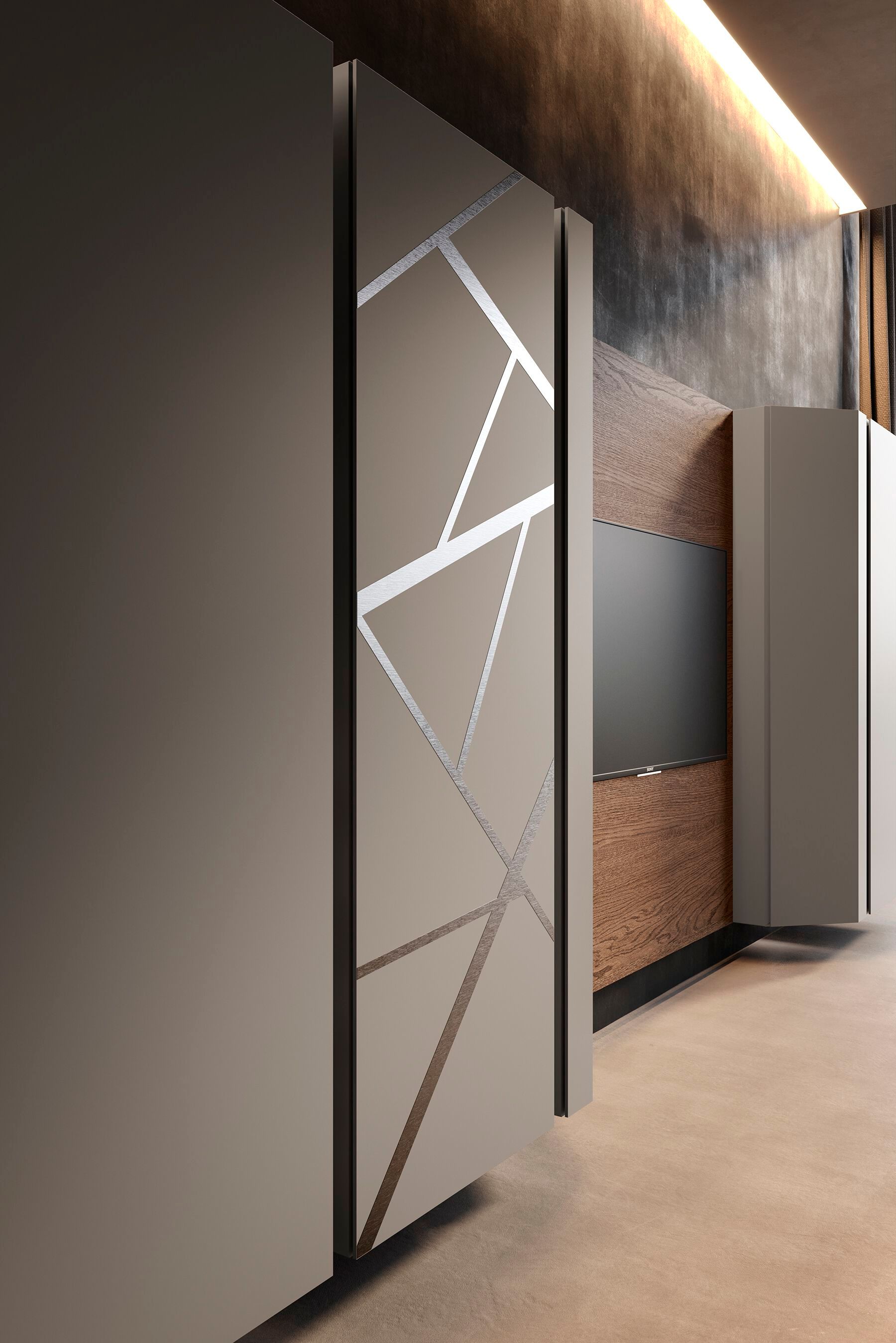 Деревянная секционная оборудованная стена Voltan барельеф ARCH-00079979 - Вид №6