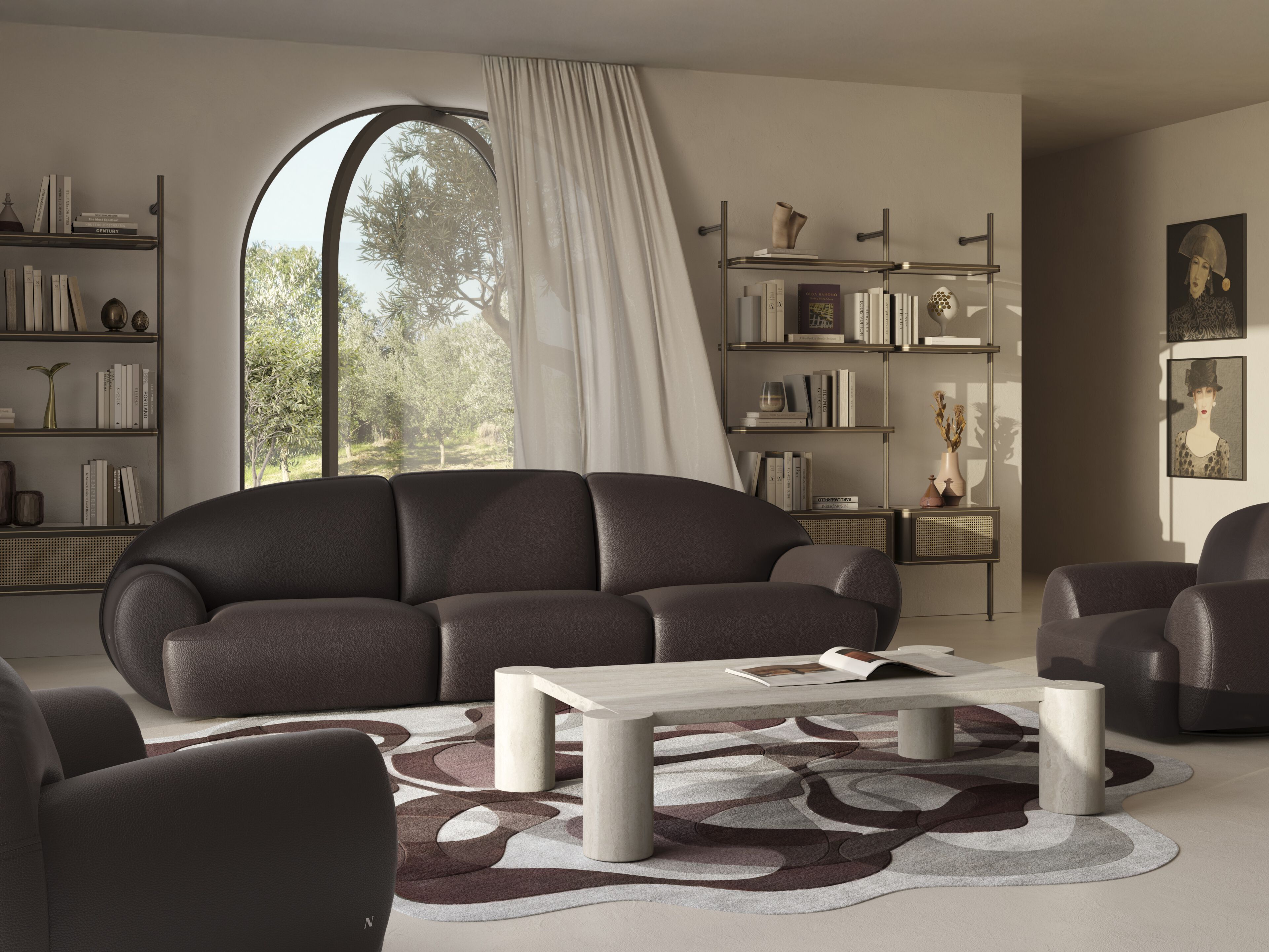 3-местный кожаный диван Natuzzi Italia память ARCH-00059652 - Вид №1