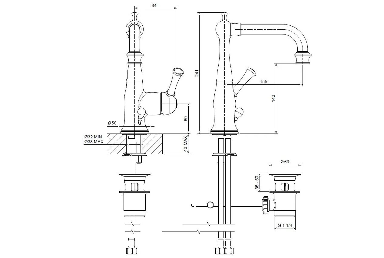 Однорычажный смеситель для раковины с автоматическим сливом Gaia Mobili Complements ARCH-00148549 - Вид №2