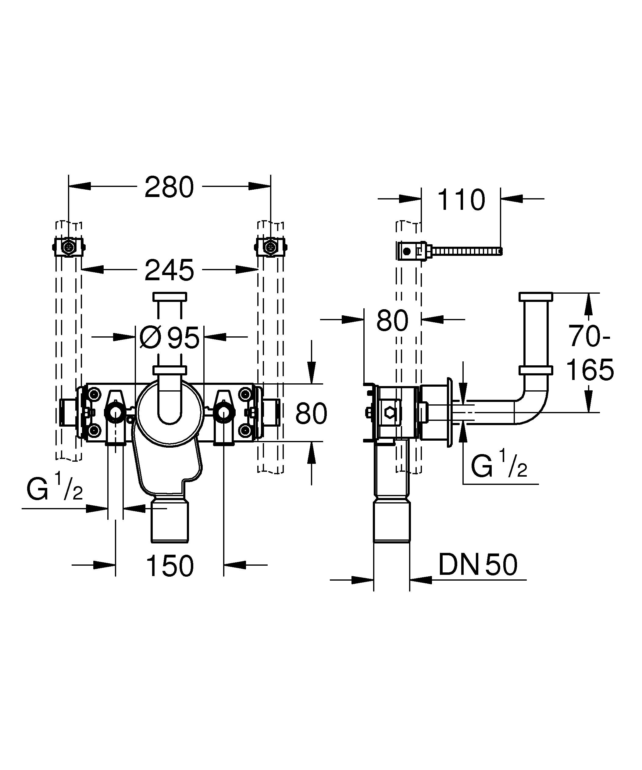 Монтажная планка для раковины с сифоном GROHE Rapid Pro (39034000) - Вид №1