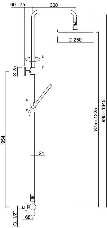 Rubinetteria Giulini Однорычажный душевой набор с ручным душем с верхним душем Deluxe - surf F5808swc-sdl - Вид №1