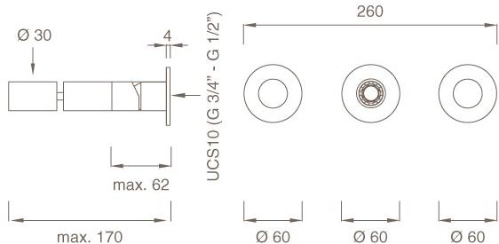 Ceadesign Смеситель настенный двухрычажный с изливом Cartesio Car 96 - Вид №1