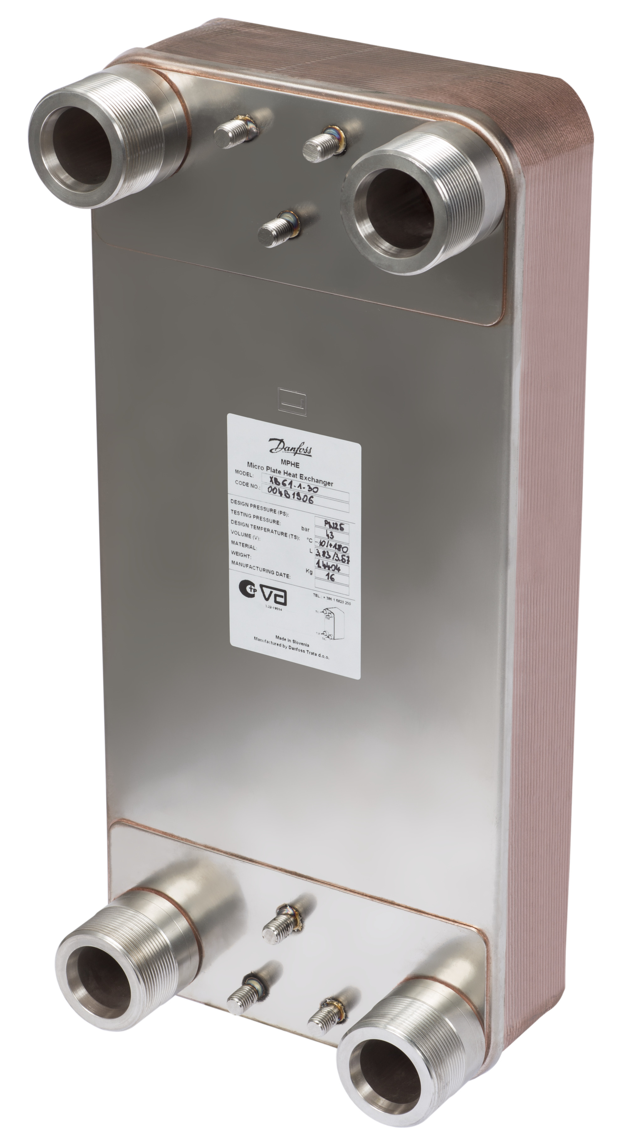 Danfoss Паяный пластинчатый теплообменник серии XB61 XB 61L-1-60 PN25 паяный ТО G2 004B1910  - Вид №83