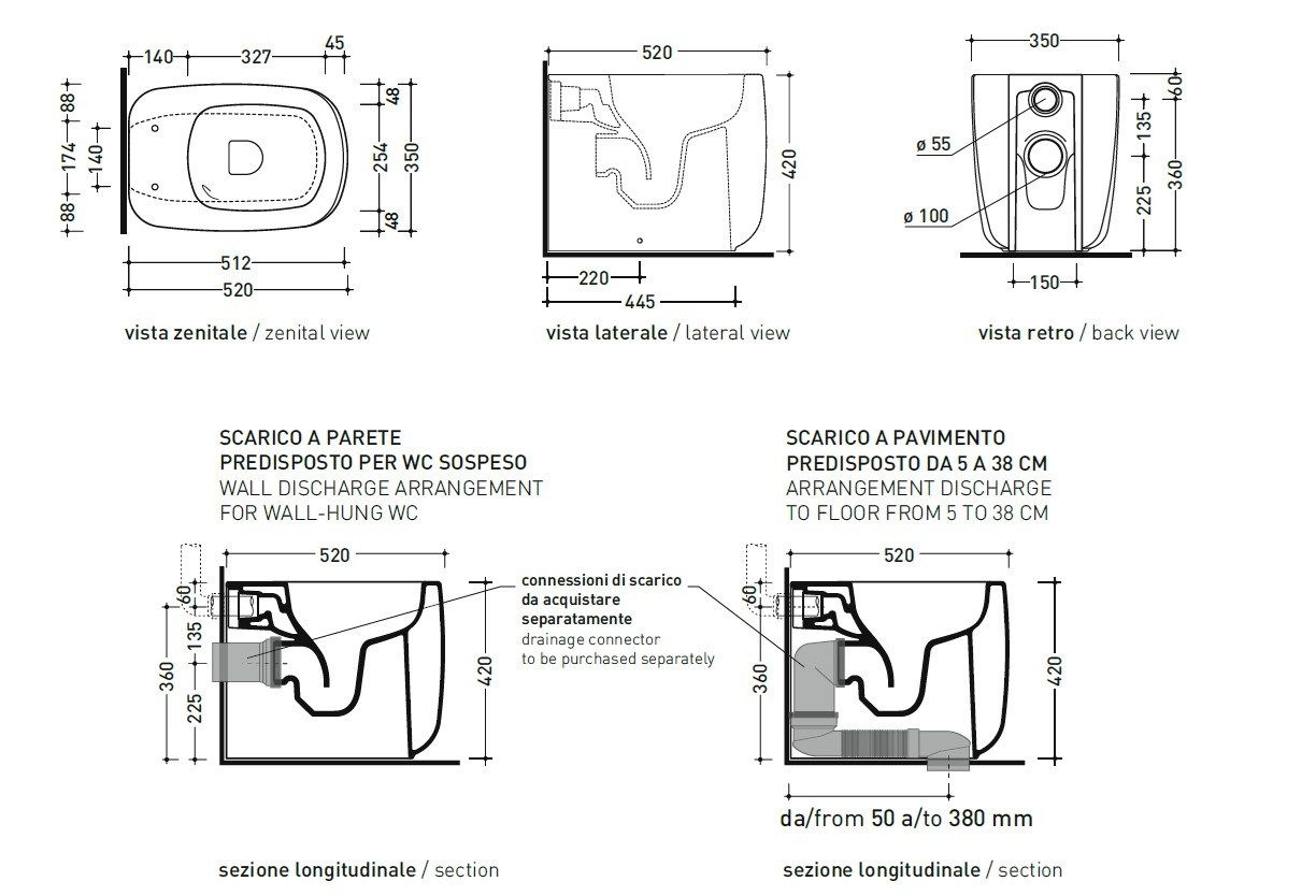 Туалет провод керамическая стена Ceramica Flaminia Mono' ARCH-00048542 - Вид №2