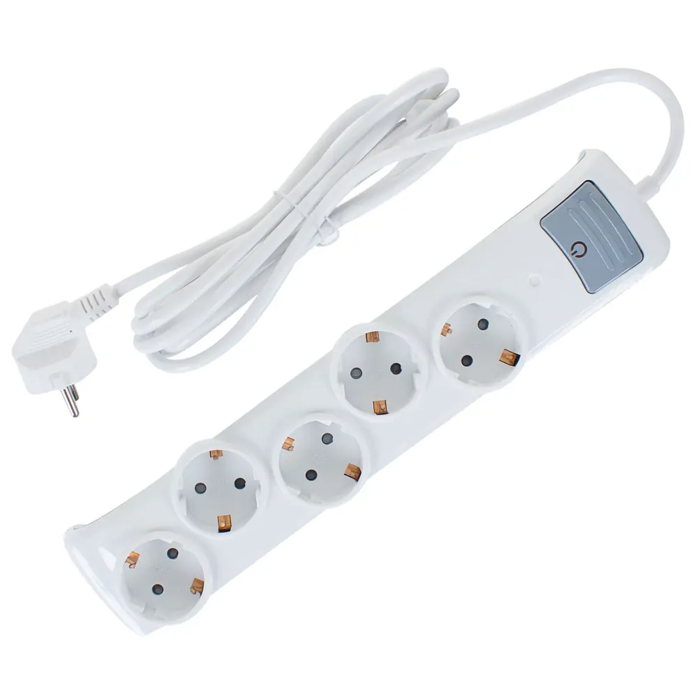 Удлинитель с заземлением Electraline 5 розеток, 3 м, выключатель STLM-2159800 - Вид №1