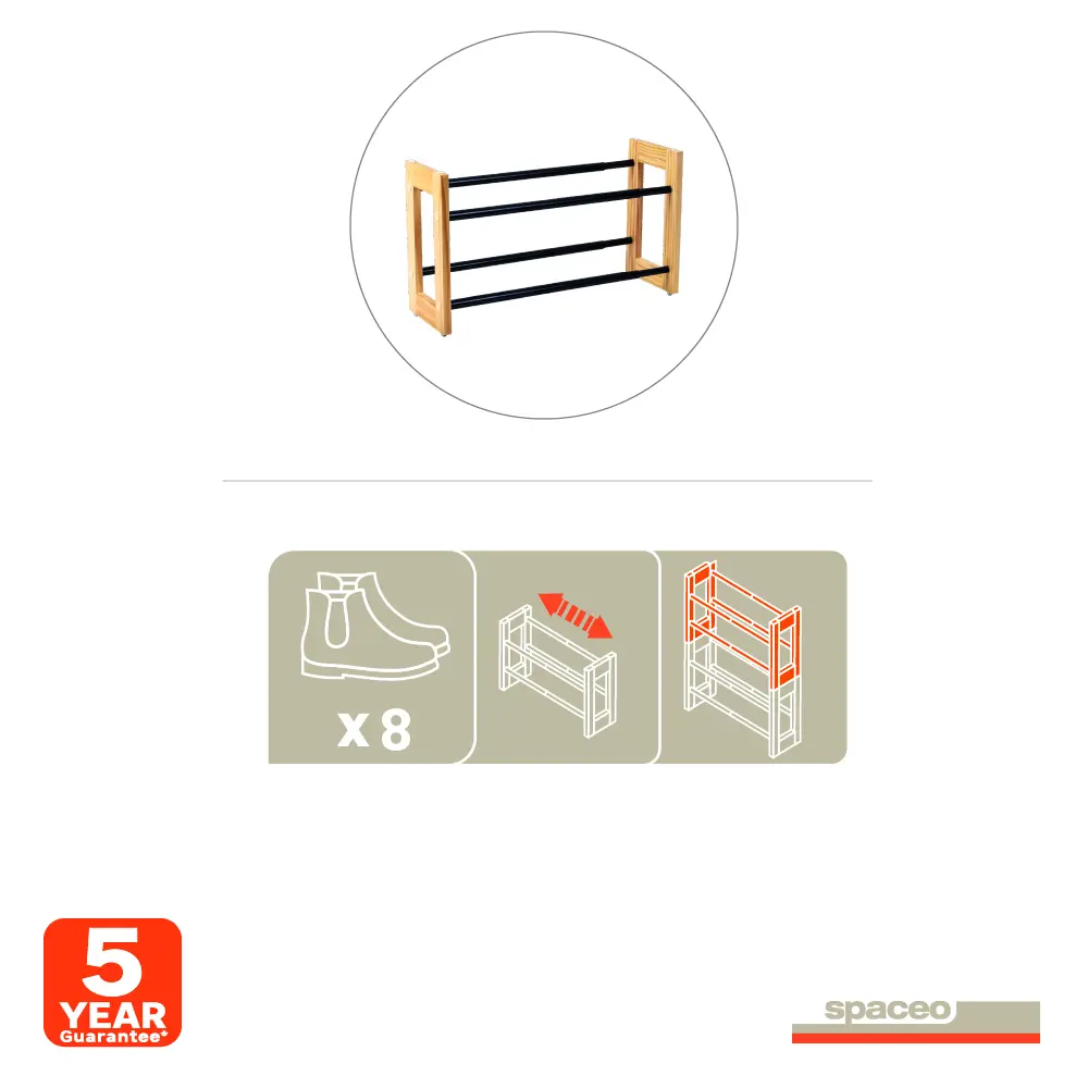 Подставка для обуви Spaceo 55x32x20.5 см дерево/сталь цвет чёрный STLM-2011919 - Вид №5
