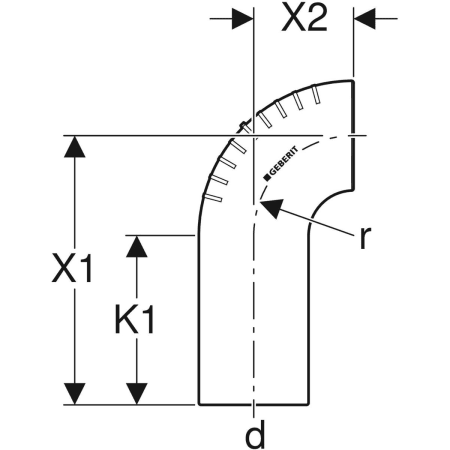GEBERIT 306.008.14.1 Отвод удлиненный Geberit Silent-db20 90°  - Вид №2