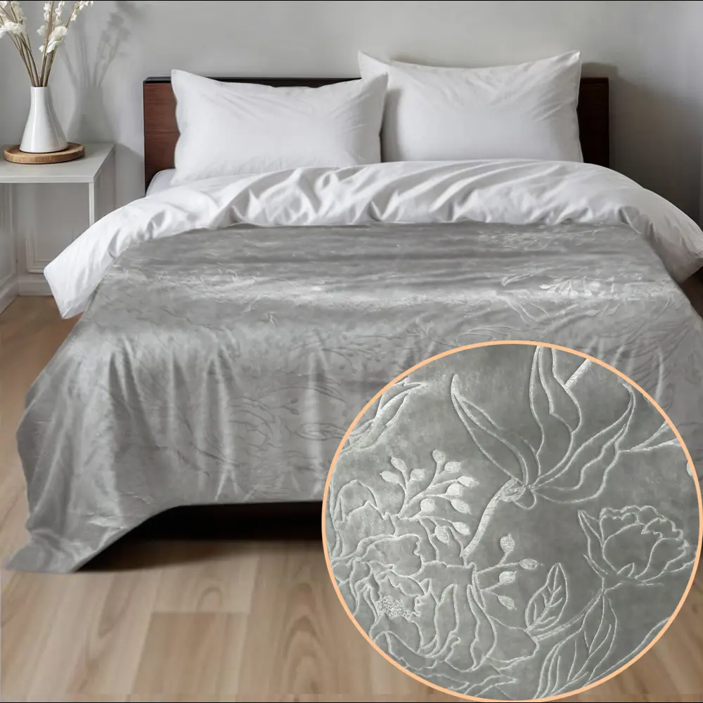 Покрывало Bouquet 240x260 см велсофт цвет серый Santreyd STLM-2104940