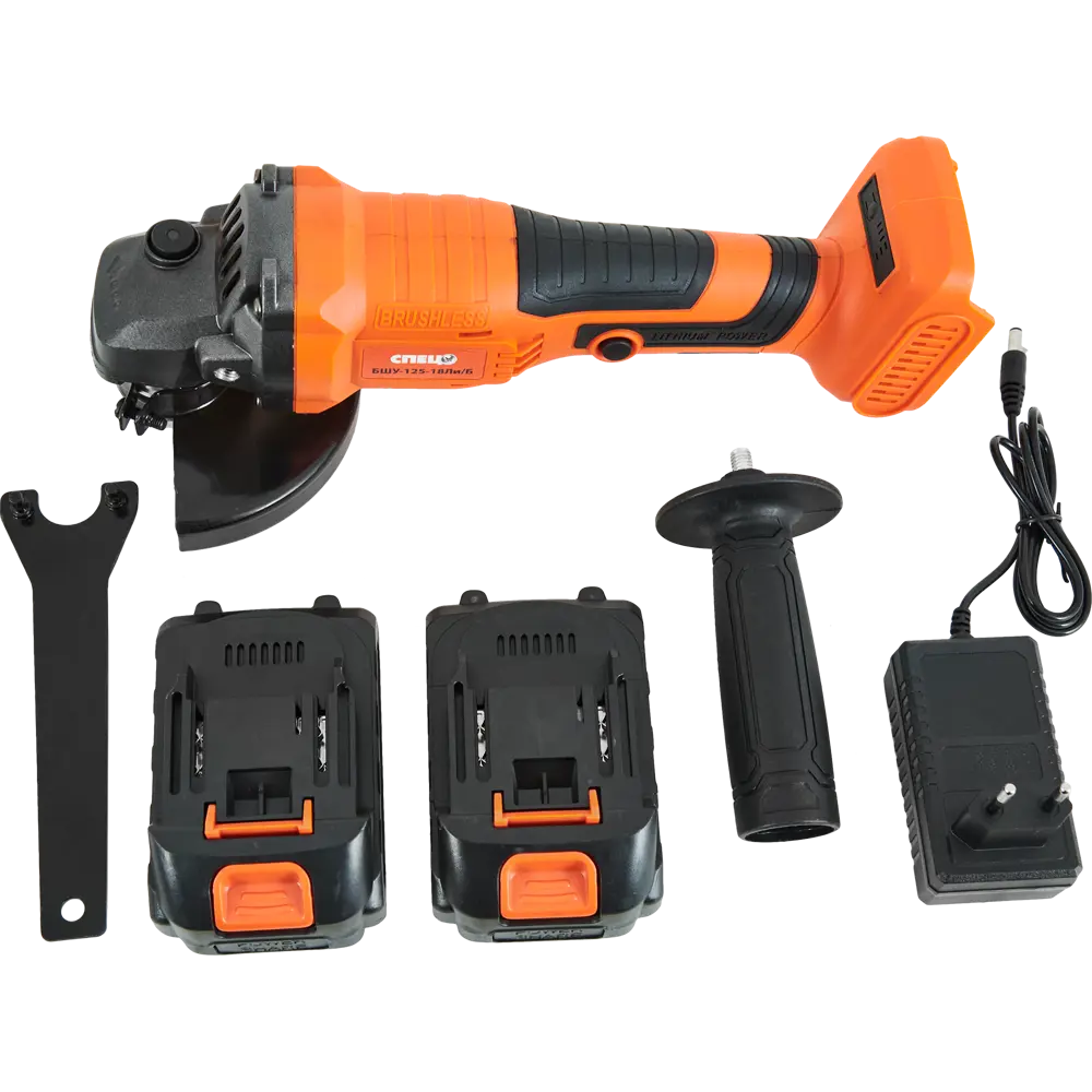 УШМ аккумуляторная бесщеточная Спец БШУ125-18ЛИ, 125 мм, 18 В Li-ion 2x2 Ач STLM-2192575 - Вид №1