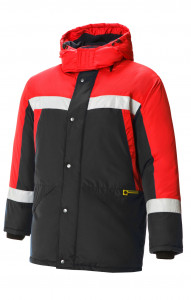 64516 Куртка "Марс" зимняя черно-красная с СВП  Зимняя спецодежда  размер 60-62/170-176