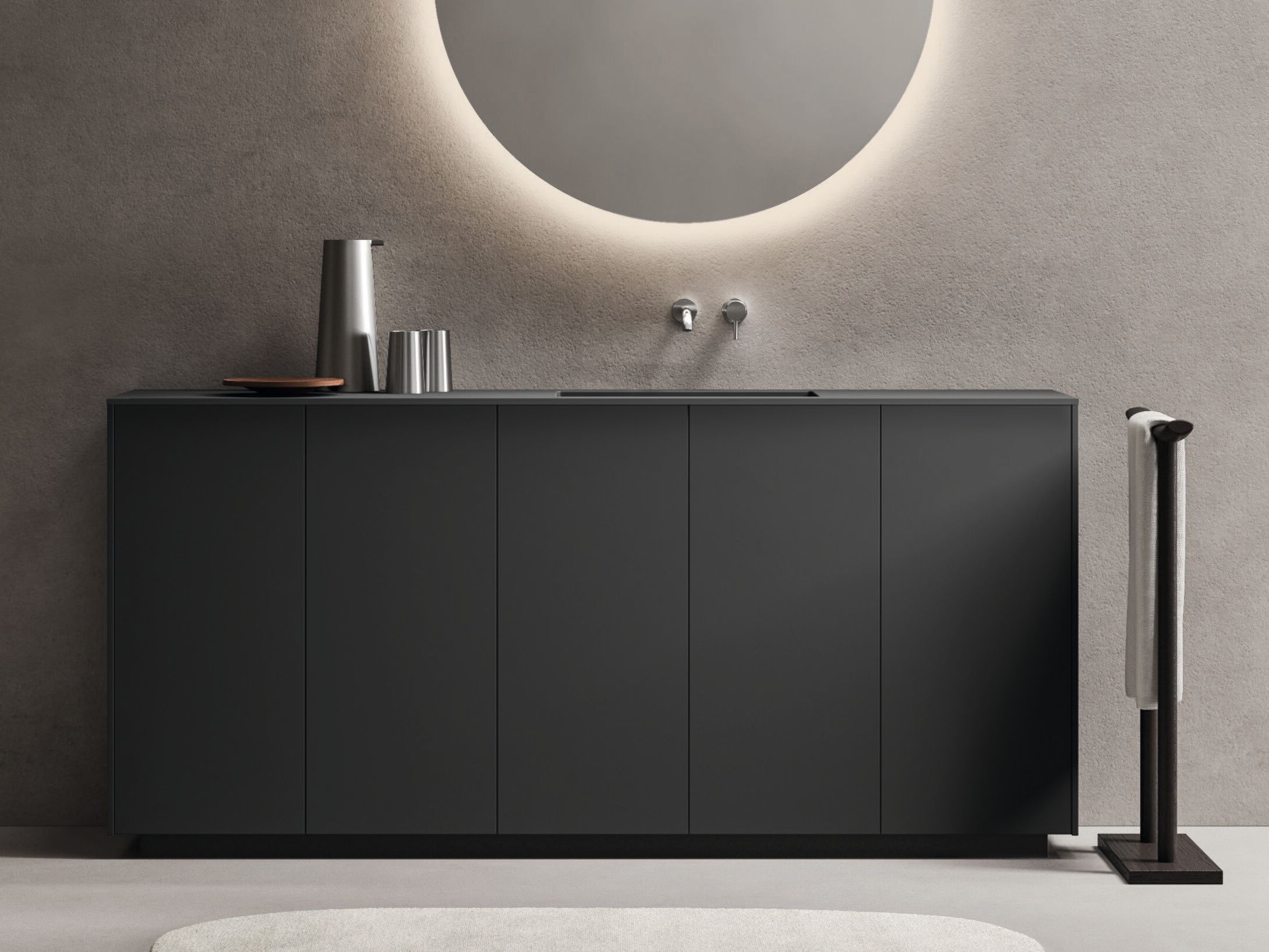 Деревянный напольный умывальник с дверцами Noorth синтез ARCH-00082111