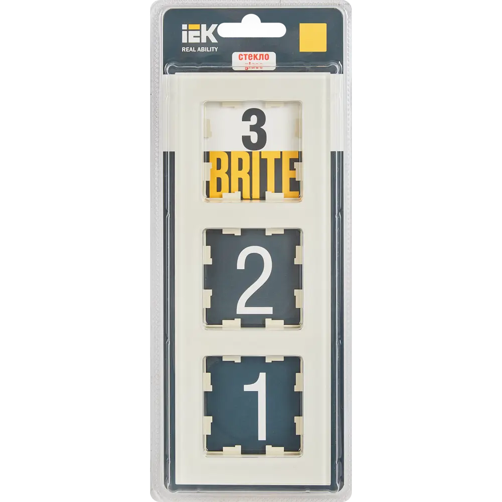 Рамка IEK Brite-3 для розеток и выключателей в ванильном цвете 87761311 STLM-1372858 - Вид №3