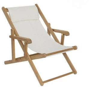 Unopiù Складной шезлонг с подлокотниками из тика и хлопка Milton Cli