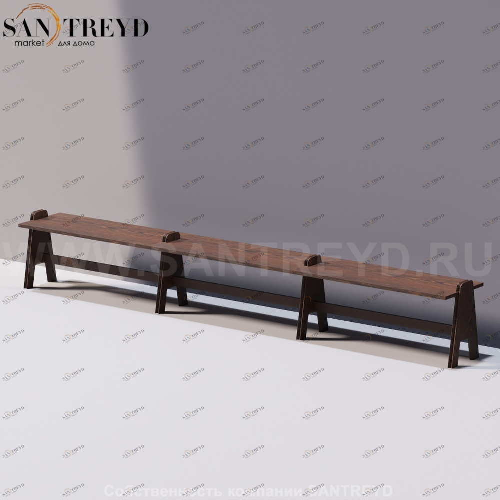 Agape CAVALLETTO Тройная скамья под коричневый дуб ACVL0393RU