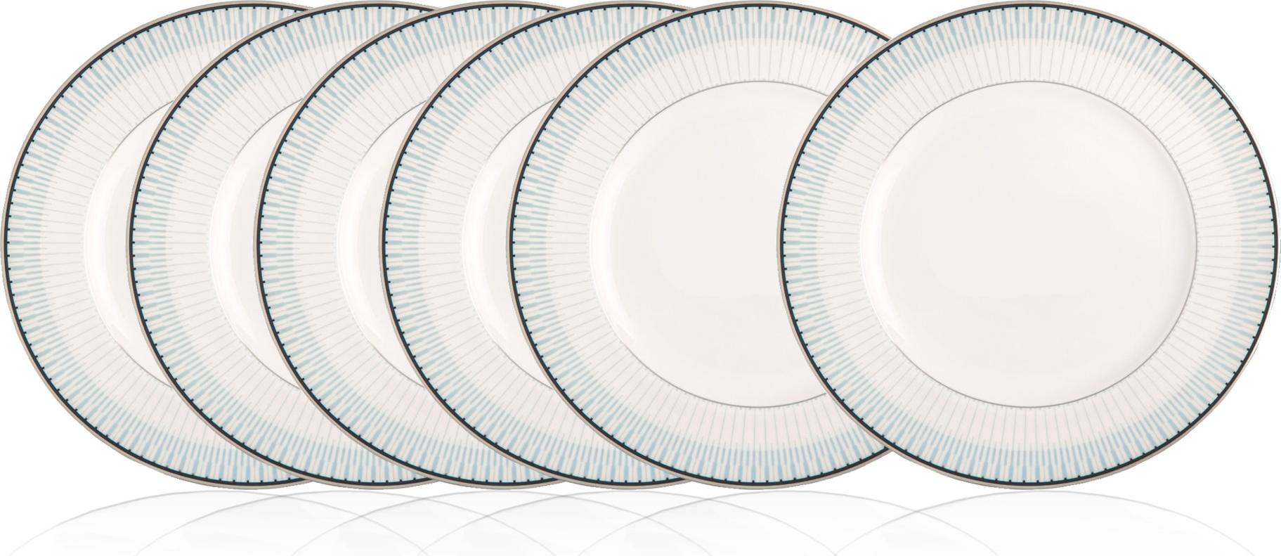 10665469 Noritake Набор из 6 тарелок закусочных Noritake "Богарт платиновый" 22см Фарфор костяной 