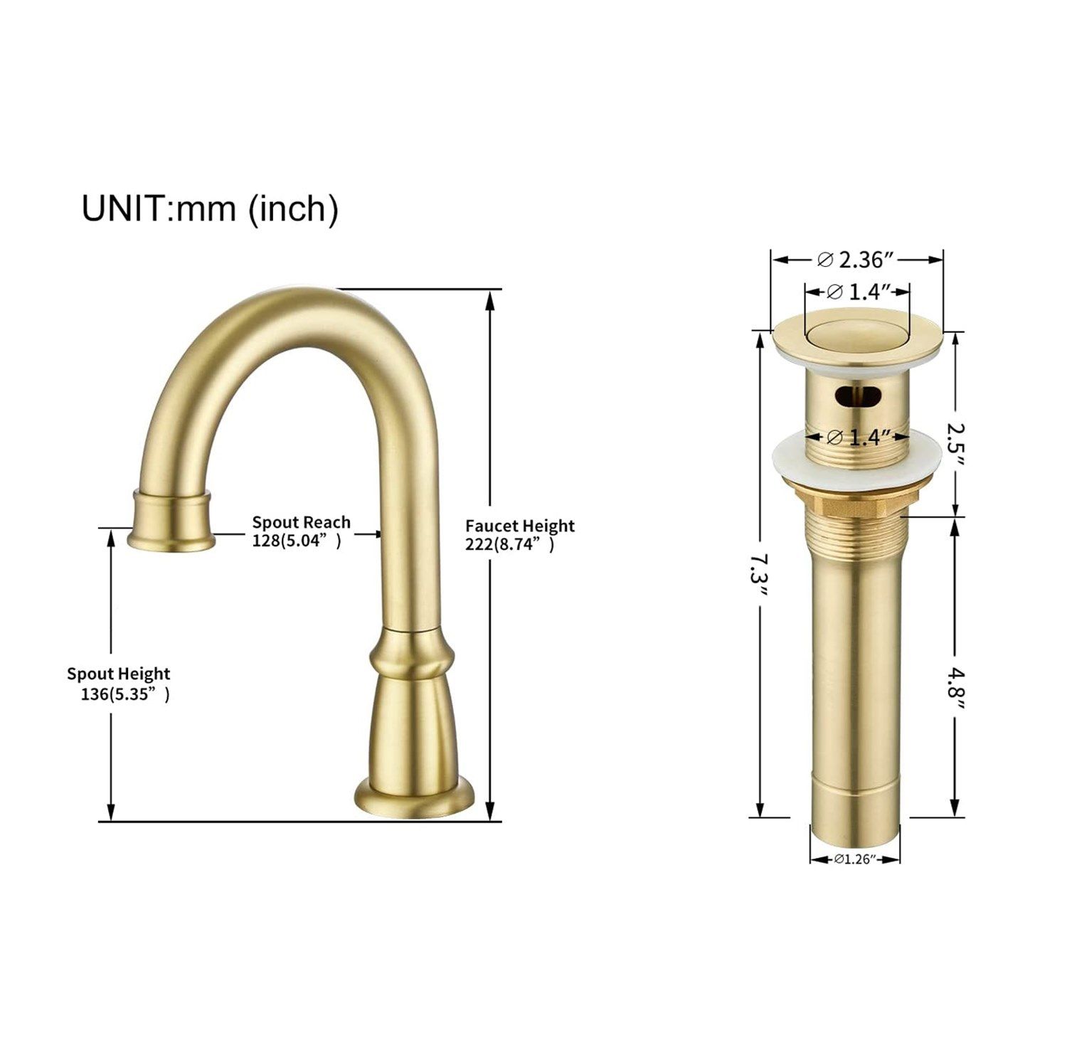 Латунный инфракрасный смеситель для раковины с одним отверстием Fontana Showers FS-1096G ARCH-00122762 - Вид №3