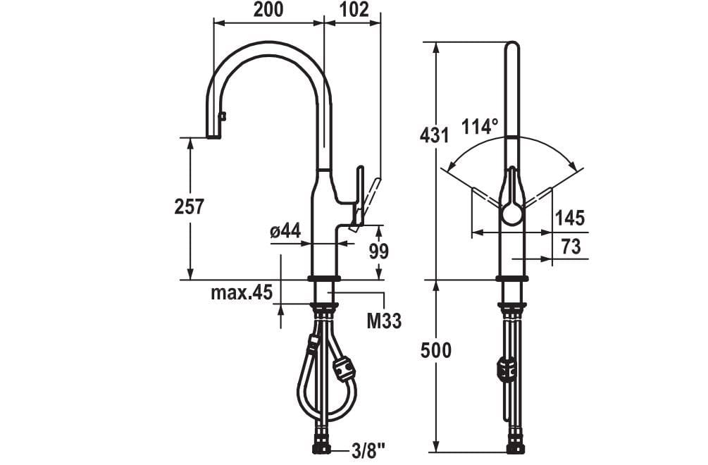 Кухонный смеситель со съемным ручным душем KWC SIN ARCH-00021586 - Вид №6