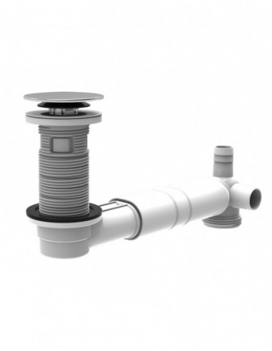 609000 045 00  Комплект для слива для раковины TBXP, сверхплоский, h. 100-миллиметровая перерабатываемая, двухкомпонентная нержавеющая сталь Valentin Хром  - Вид №1