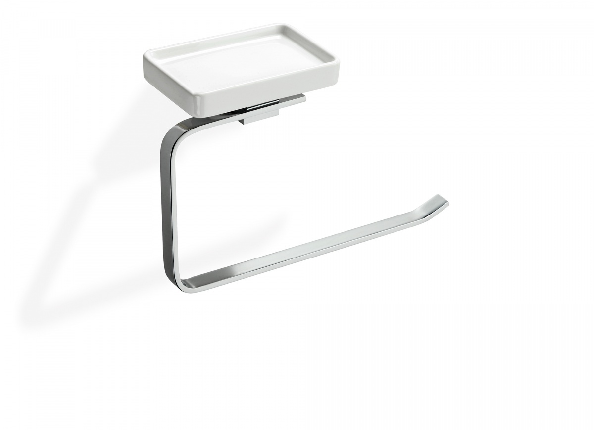 GE79(08) Stil Haus Gea, полотенцедержатель - полукольцо + керамическая мыльница, цвет хром - белая керамика