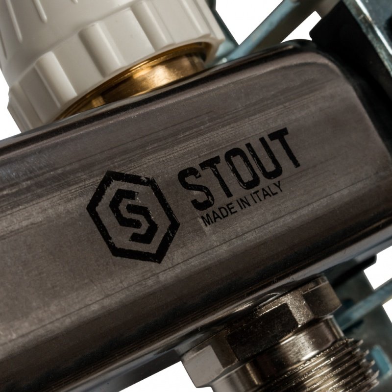 Распределительный коллектор из нерж. стали STOUT в сборе 3/4" х 1/4" х 11 выходов без расходомеров SMS0912000011 - Вид №3