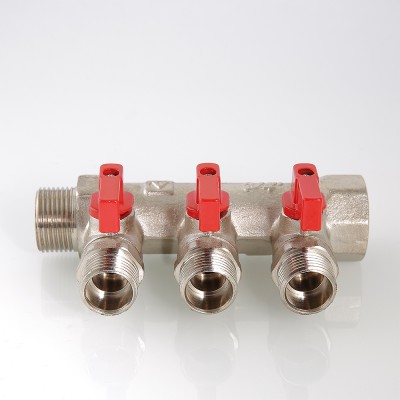 VTc.580.N.0603 Коллектор с отсекающими кранами Valtec 1", 3 х 1/2"  - Вид №8